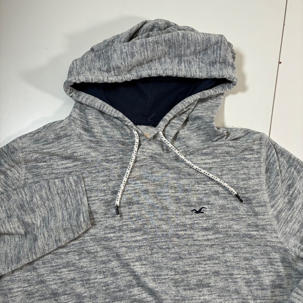 Hollister Hoodie XL Gray Space Dye Lightweight Pullover Seagull Logo Y2K 90s